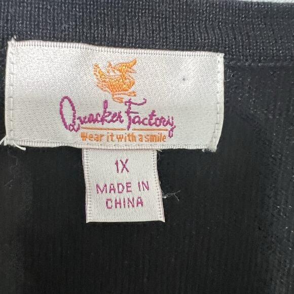 The Quacker Factory Sequin Sweater 1X Black Gold Sparkle Christmas Tree Festive - Picture 7 of 12